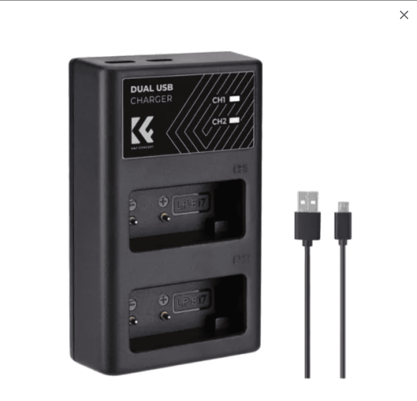 K&F Concept LP-E17 Dual Slot Battery Charger with Type-C Cable